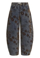 Cream Cream - Ramona Barrel Jeans - Relaxed Fit (Brown Floral Denim)