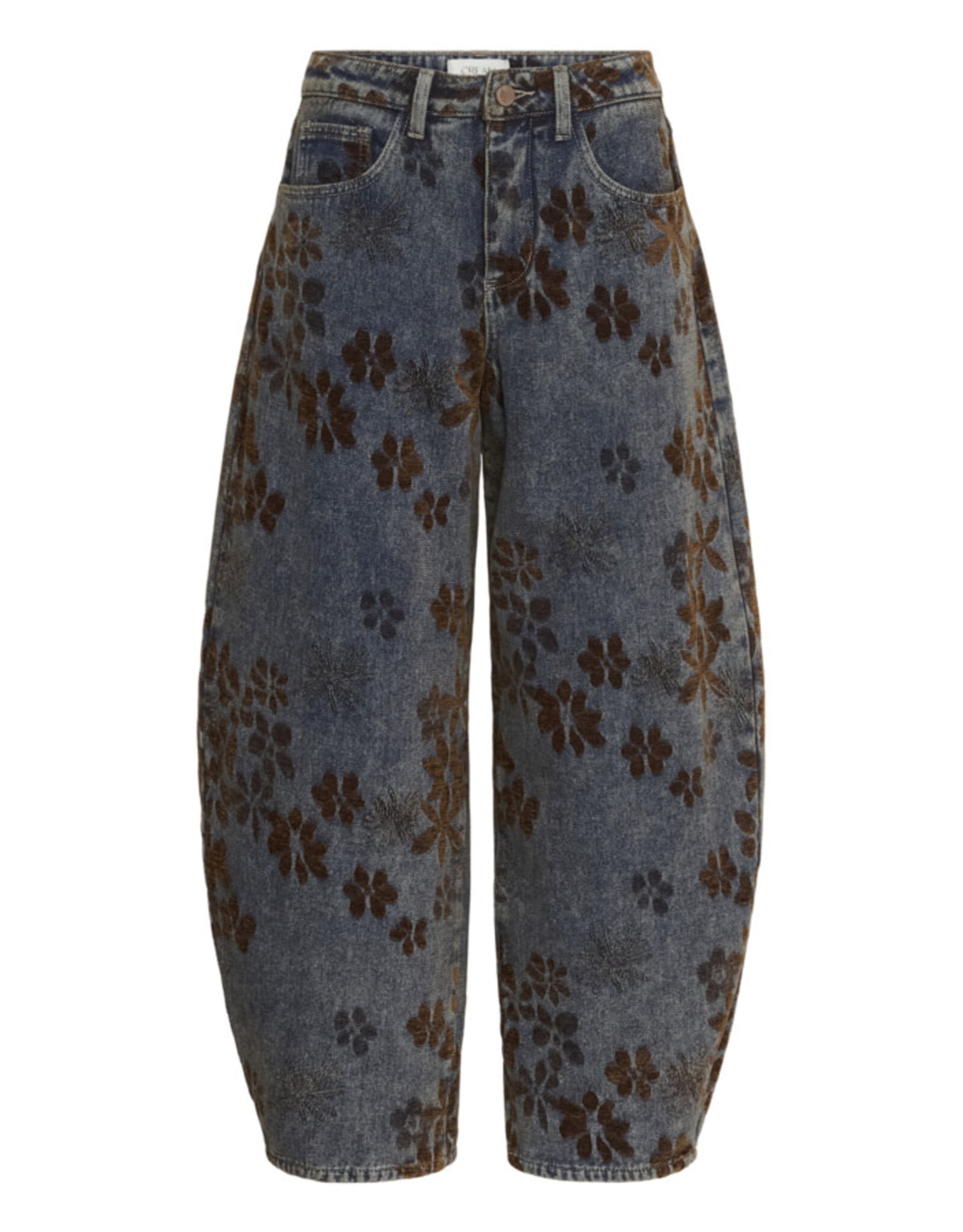 Cream Cream - Ramona Barrel Jeans - Relaxed Fit (Brown Floral Denim)