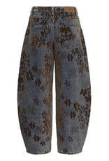 Cream Cream - Ramona Barrel Jeans - Relaxed Fit (Brown Floral Denim)