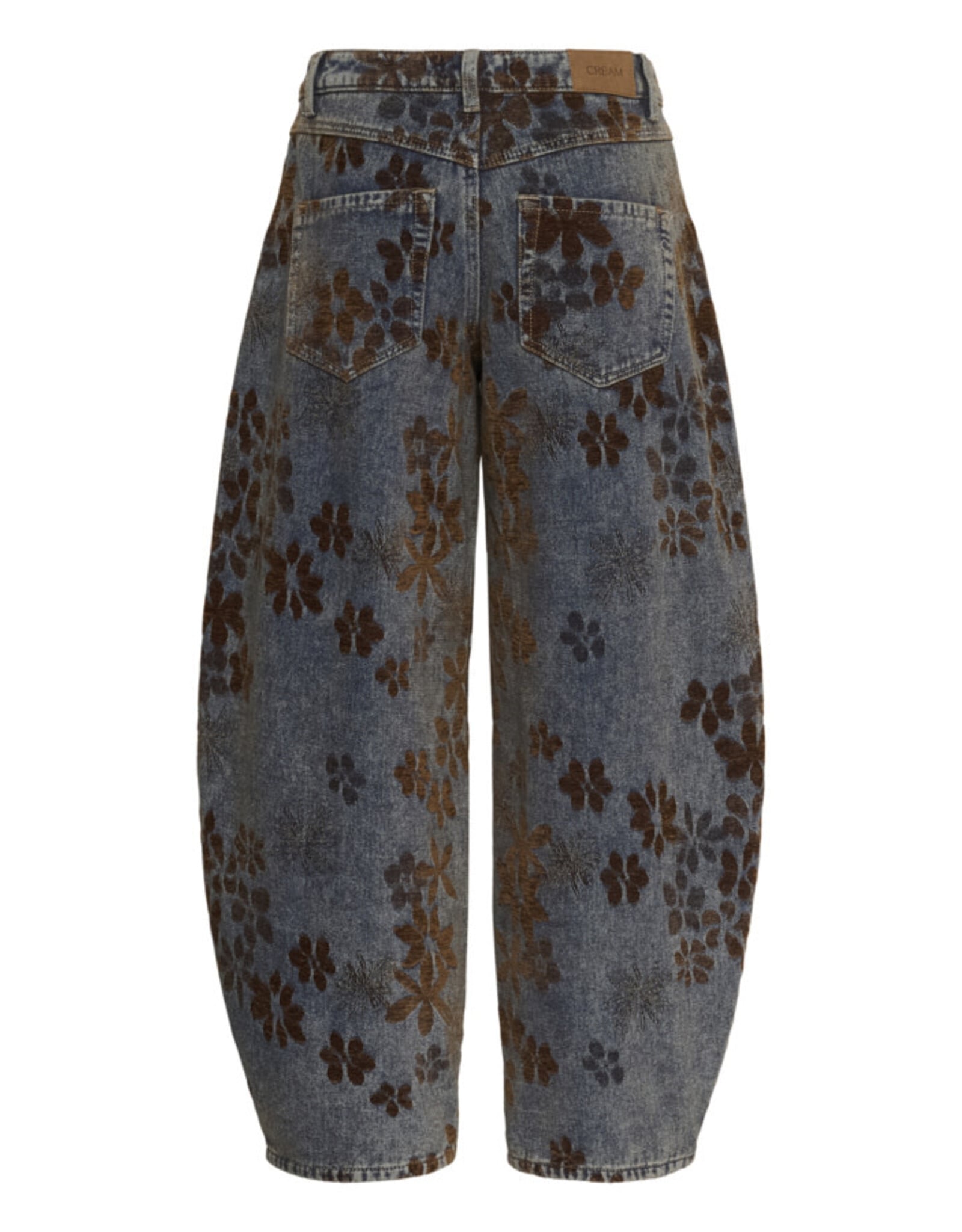 Cream Cream - Ramona Barrel Jeans - Relaxed Fit (Brown Floral Denim)