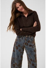 Cream Cream - Ramona Barrel Jeans - Relaxed Fit (Brown Floral Denim)