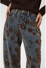 Cream Cream - Ramona Barrel Jeans - Relaxed Fit (Brown Floral Denim)
