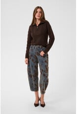 Cream Cream - Ramona Barrel Jeans - Relaxed Fit (Brown Floral Denim)