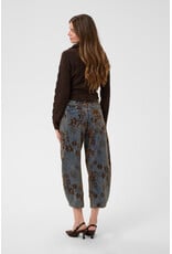 Cream Cream - Ramona Barrel Jeans - Relaxed Fit (Brown Floral Denim)