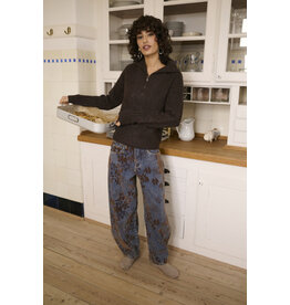 Cream Cream - Ramona Barrel Jeans - Relaxed Fit (Brown Floral Denim)
