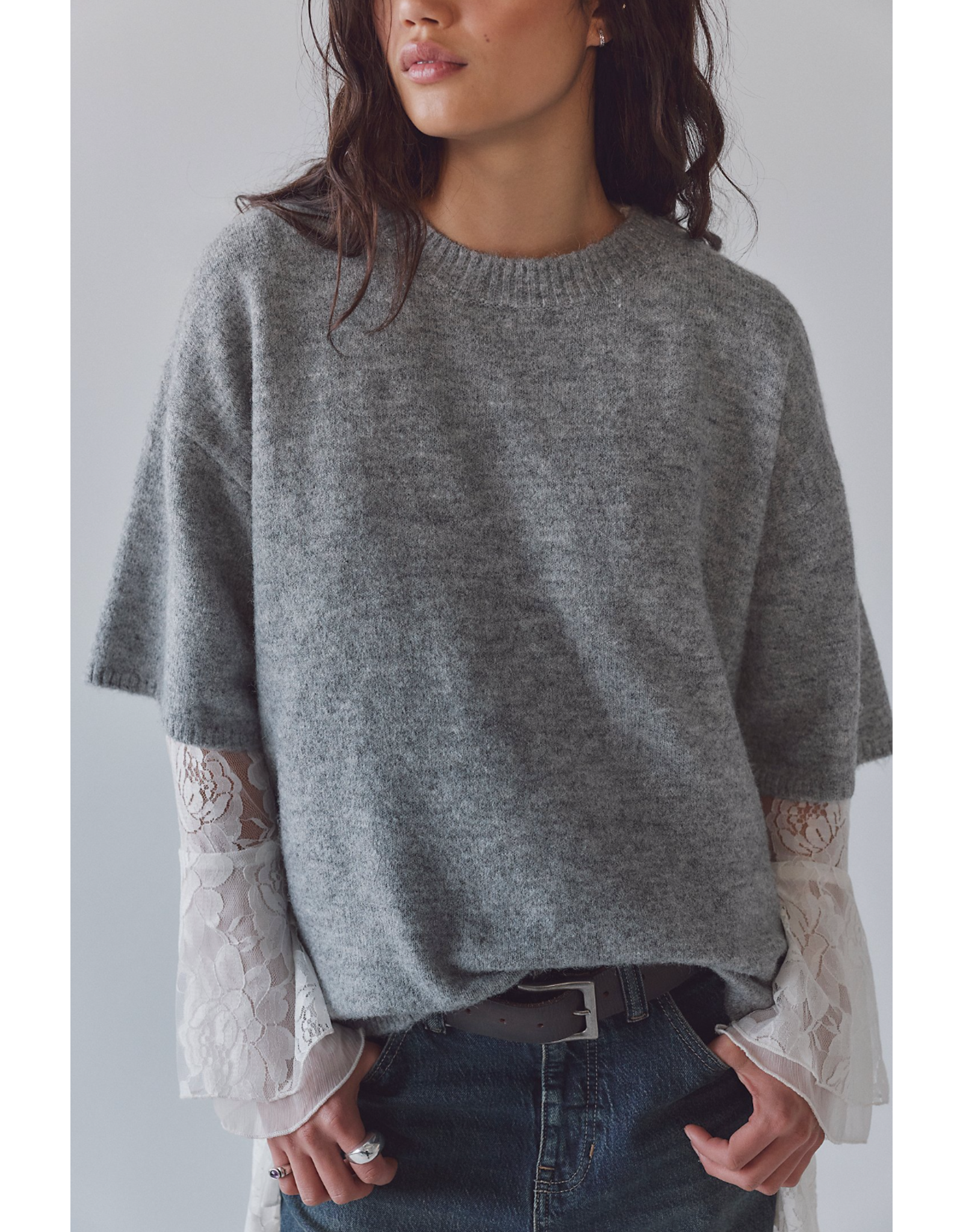 Free people Free People -  Margot SoftSpun Sweater Tee (Heather Grey)