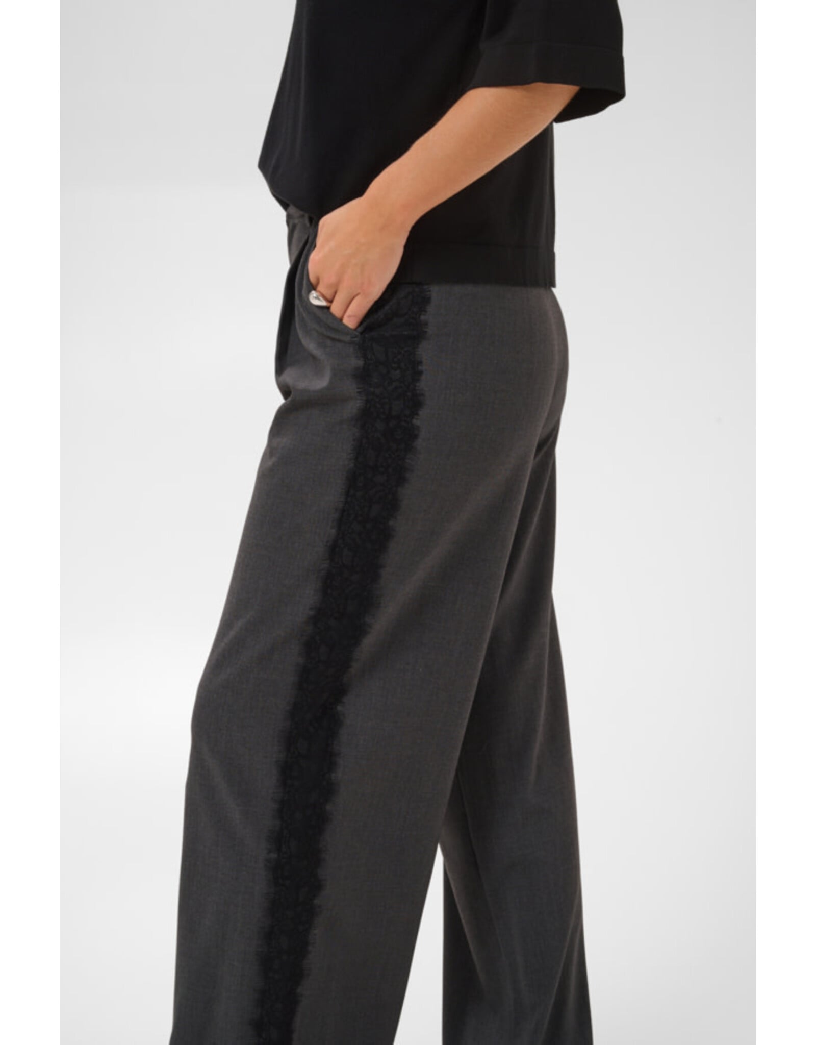 Kaffe Kaffe - Arielle Wide Pants (Dark Grey Melange)