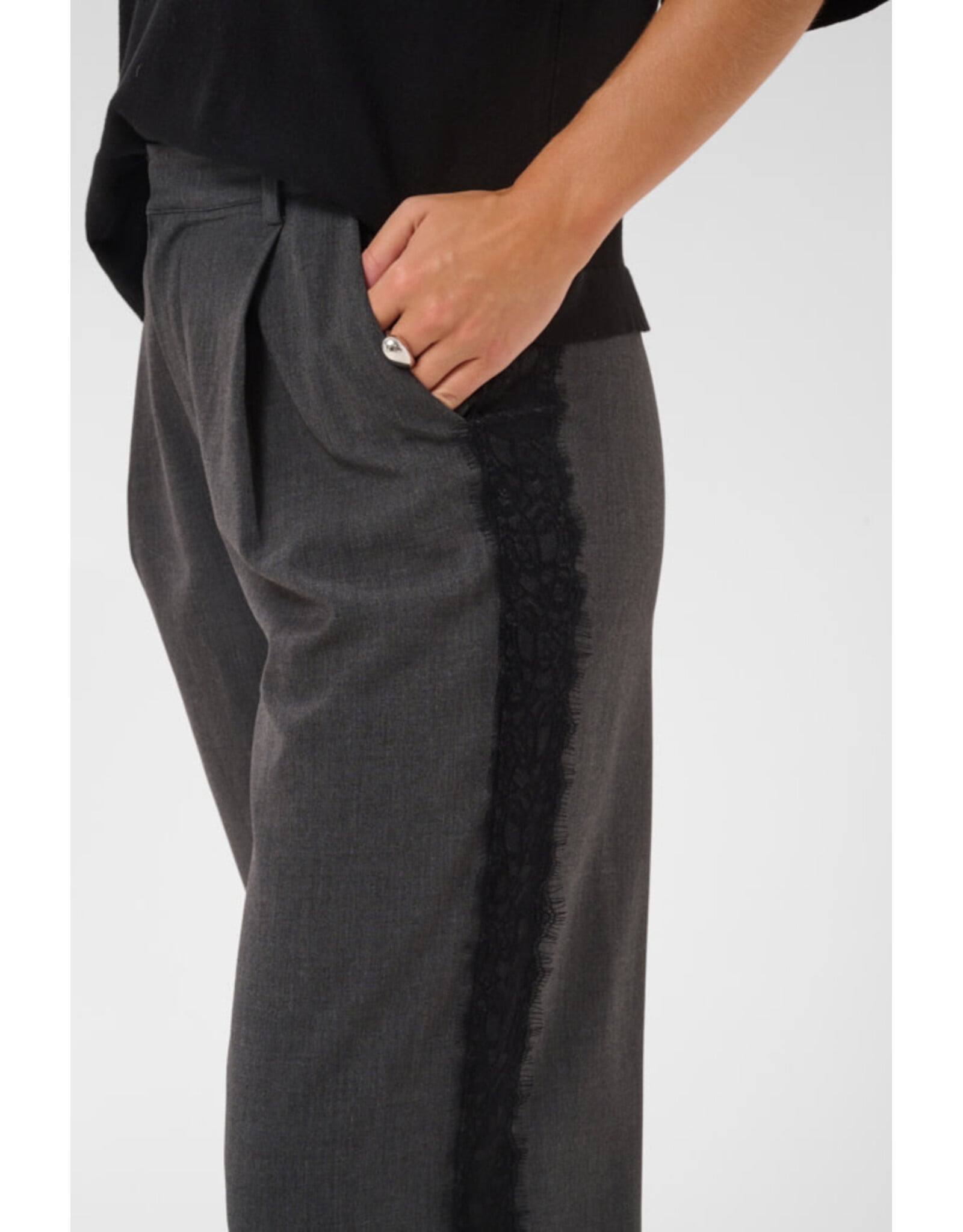 Kaffe Kaffe - Arielle Wide Pants (Dark Grey Melange)
