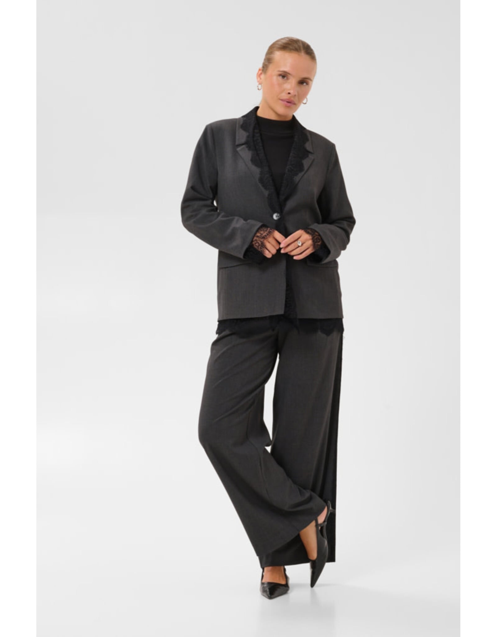 Kaffe Kaffe - Arielle Wide Pants (Dark Grey Melange)