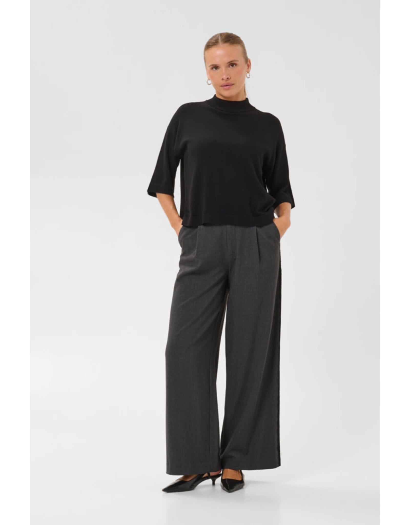 Kaffe Kaffe - Arielle Wide Pants (Dark Grey Melange)