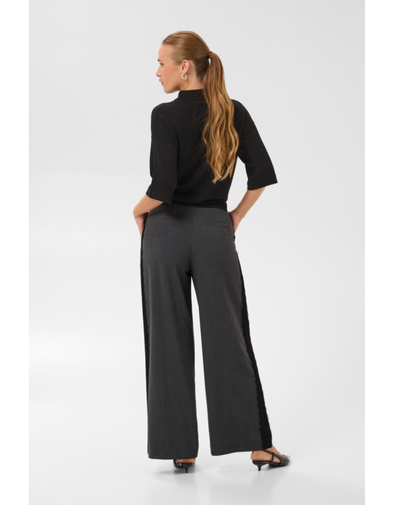 Kaffe Kaffe - Arielle Wide Pants (Dark Grey Melange)