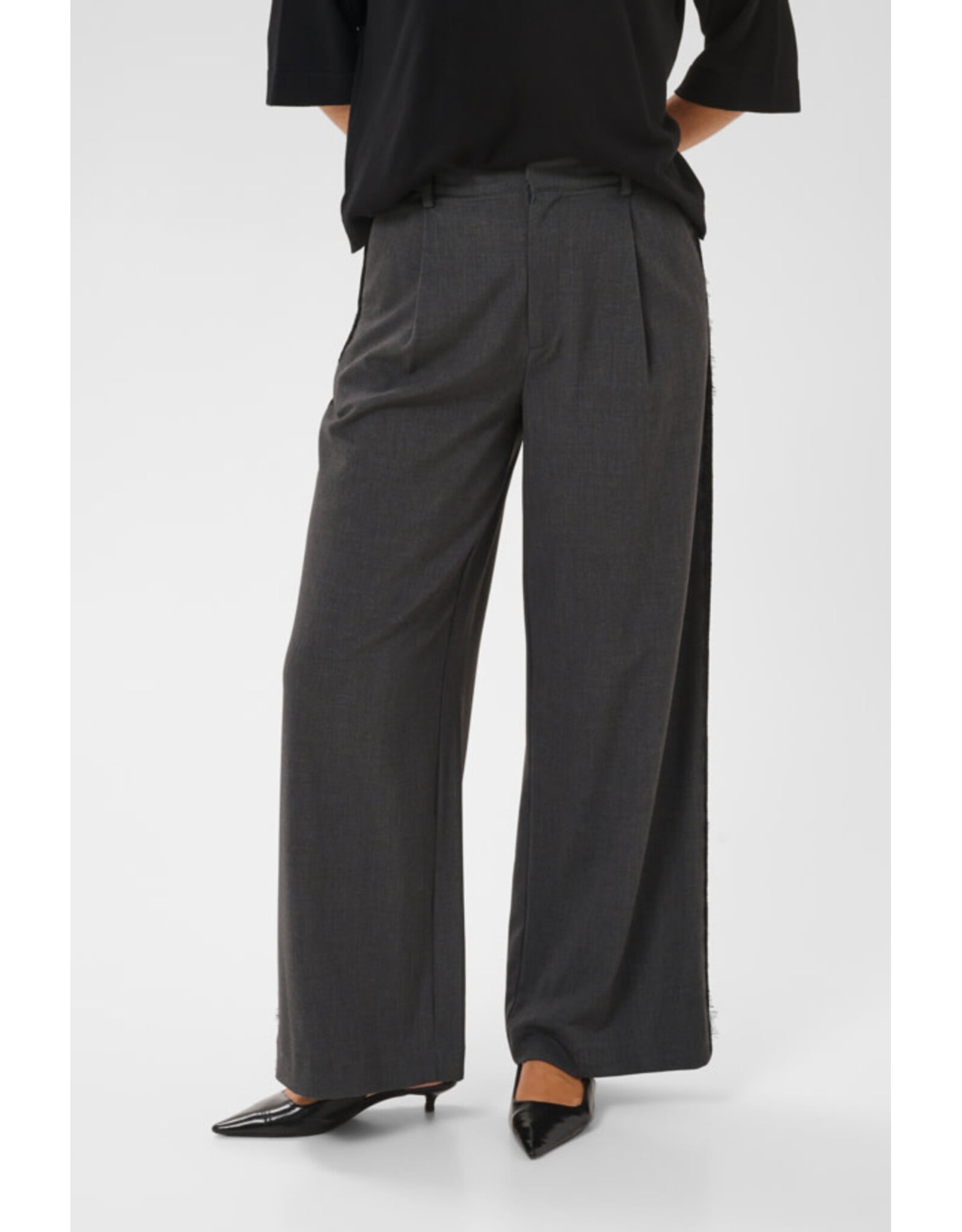 Kaffe Kaffe - Arielle Wide Pants (Dark Grey Melange)