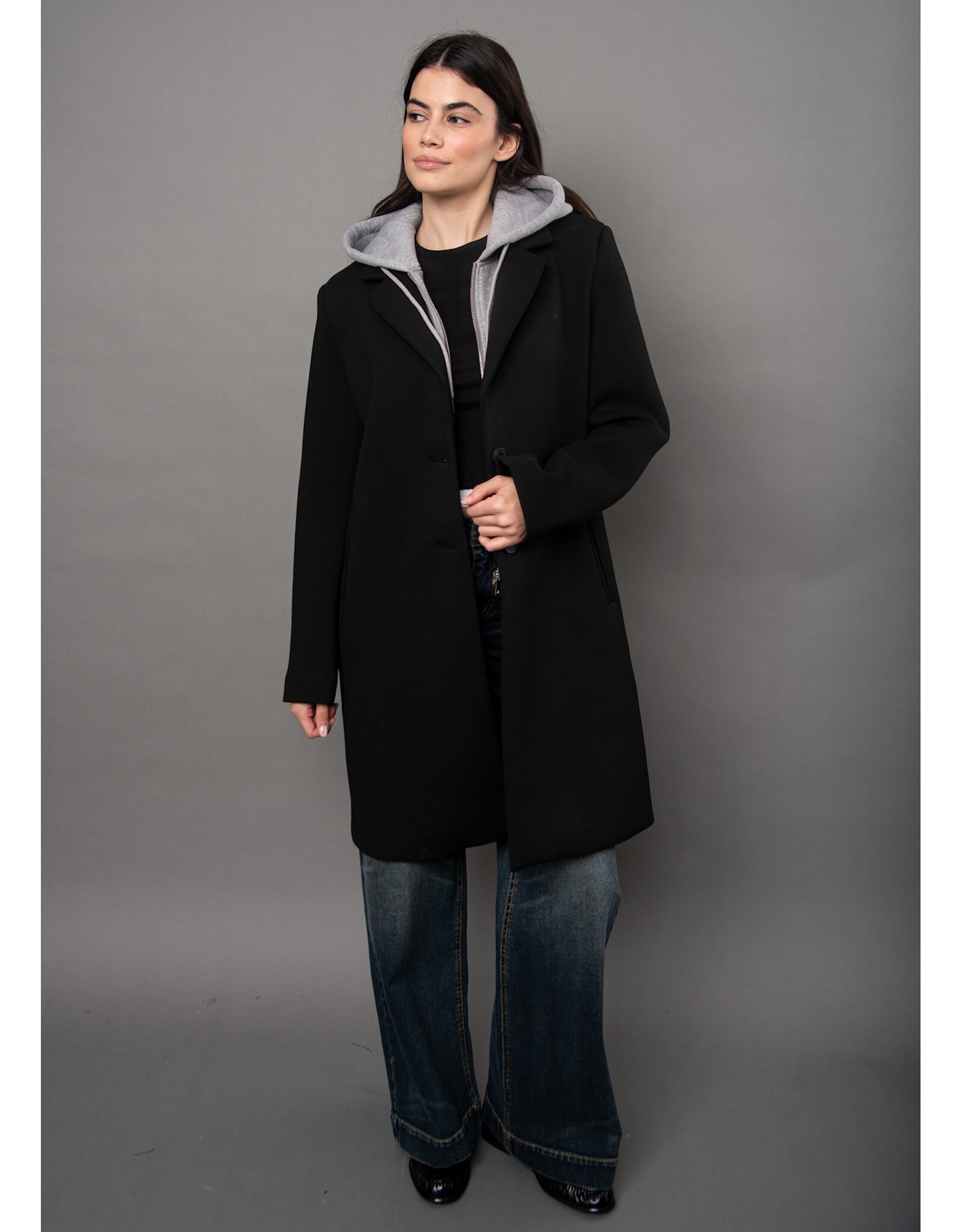RD Style RD Style - Despina Ladies Scuba Coat (Black Grey)