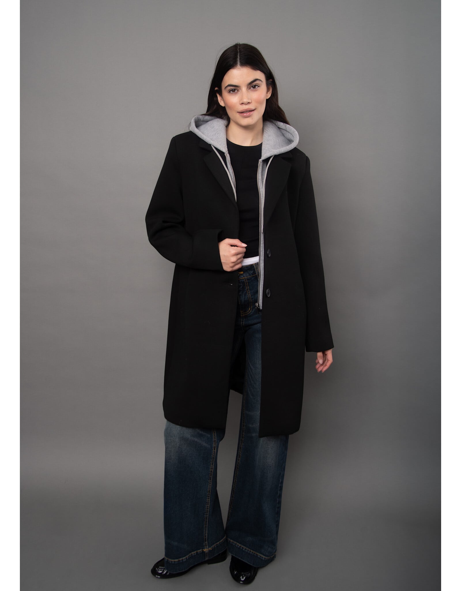 RD Style RD Style - Despina Ladies Scuba Coat (Black Grey)