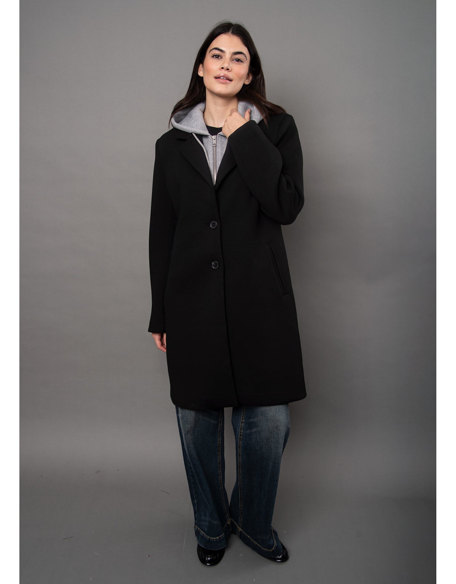 RD Style RD Style - Despina Ladies Scuba Coat (Black Grey)