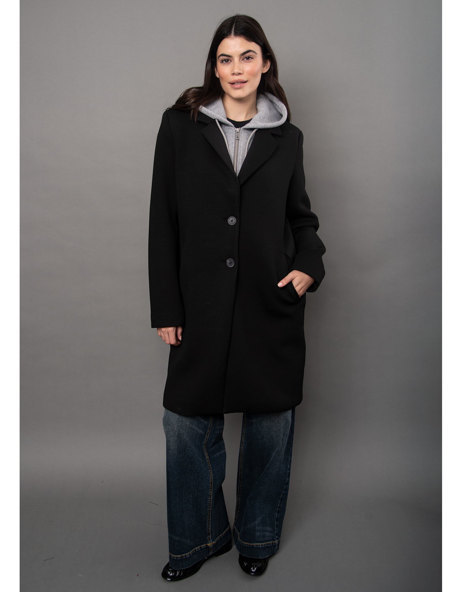 RD Style RD Style - Despina Ladies Scuba Coat (Black Grey)