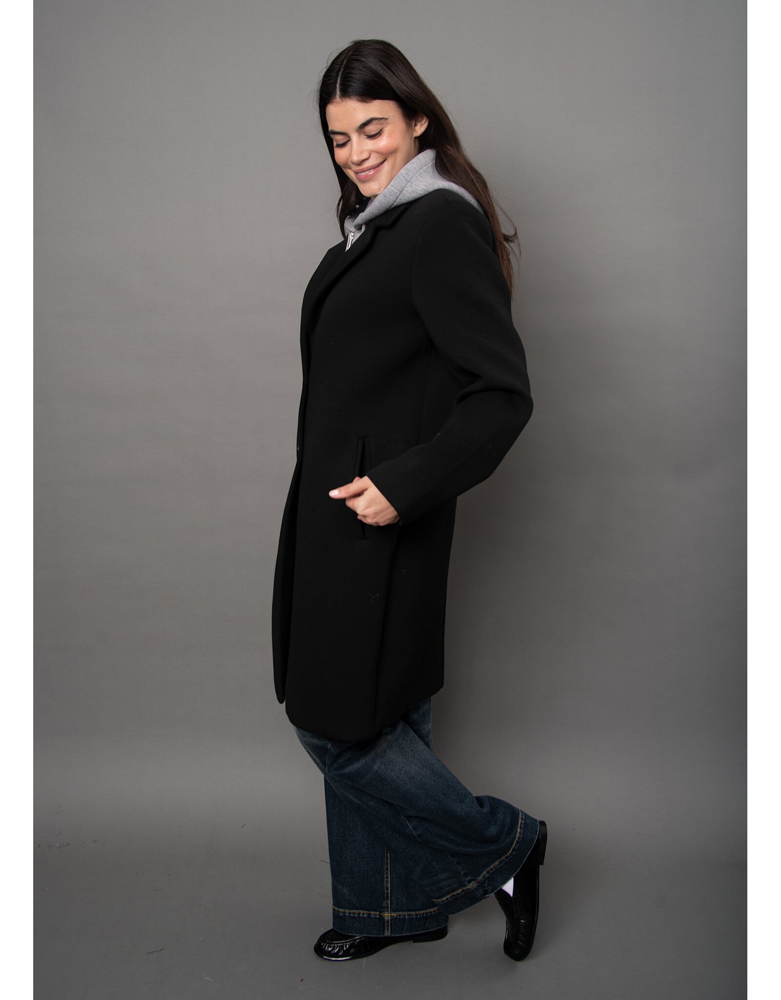 RD Style RD Style - Despina Ladies Scuba Coat (Black Grey)