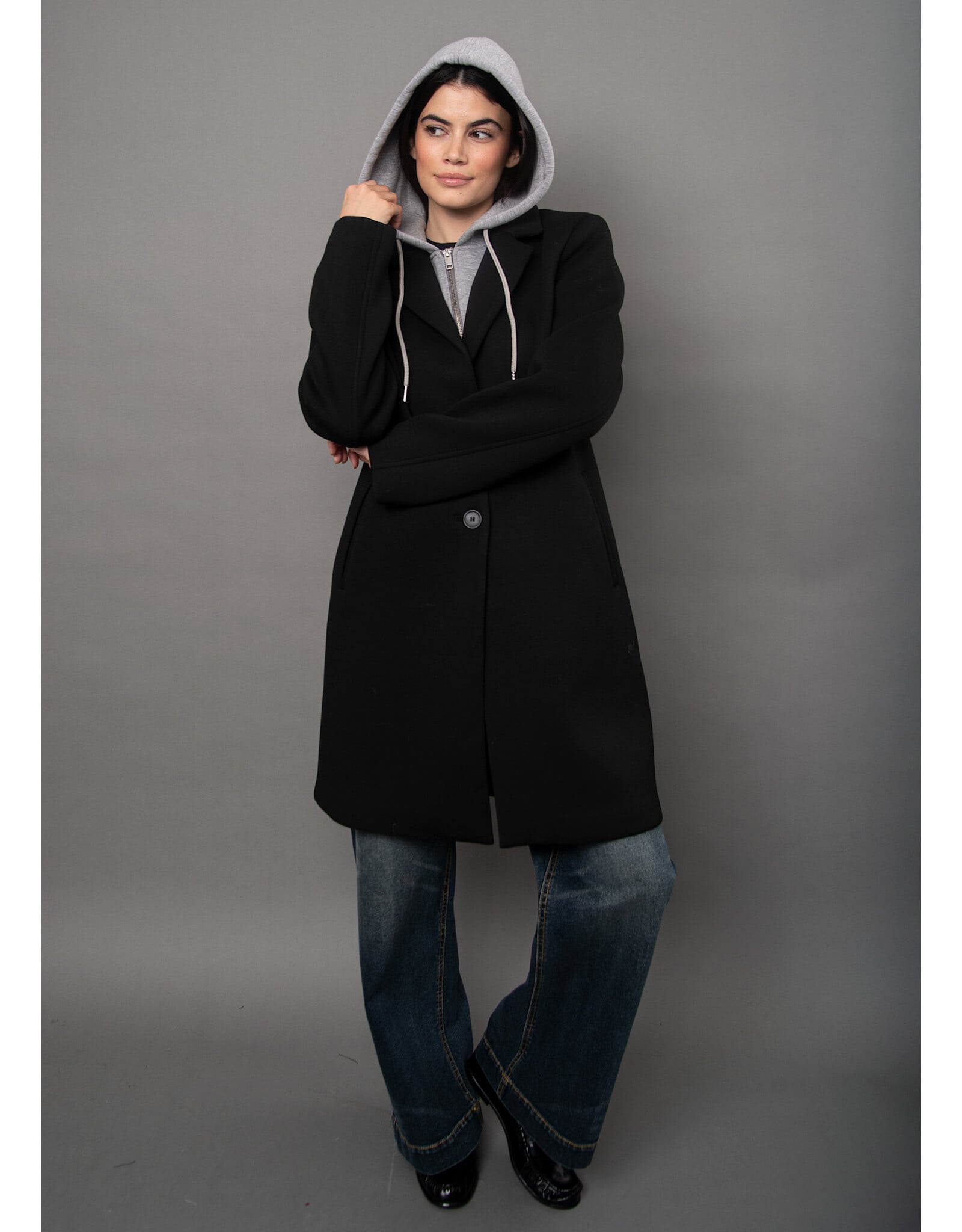RD Style RD Style - Despina Ladies Scuba Coat (Black Grey)