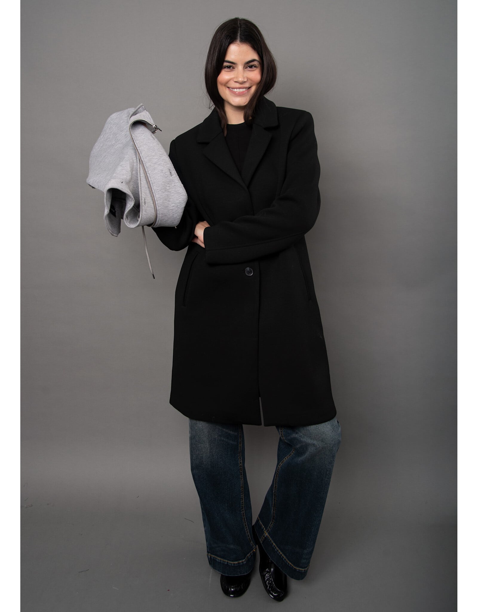 RD Style RD Style - Despina Ladies Scuba Coat (Black Grey)