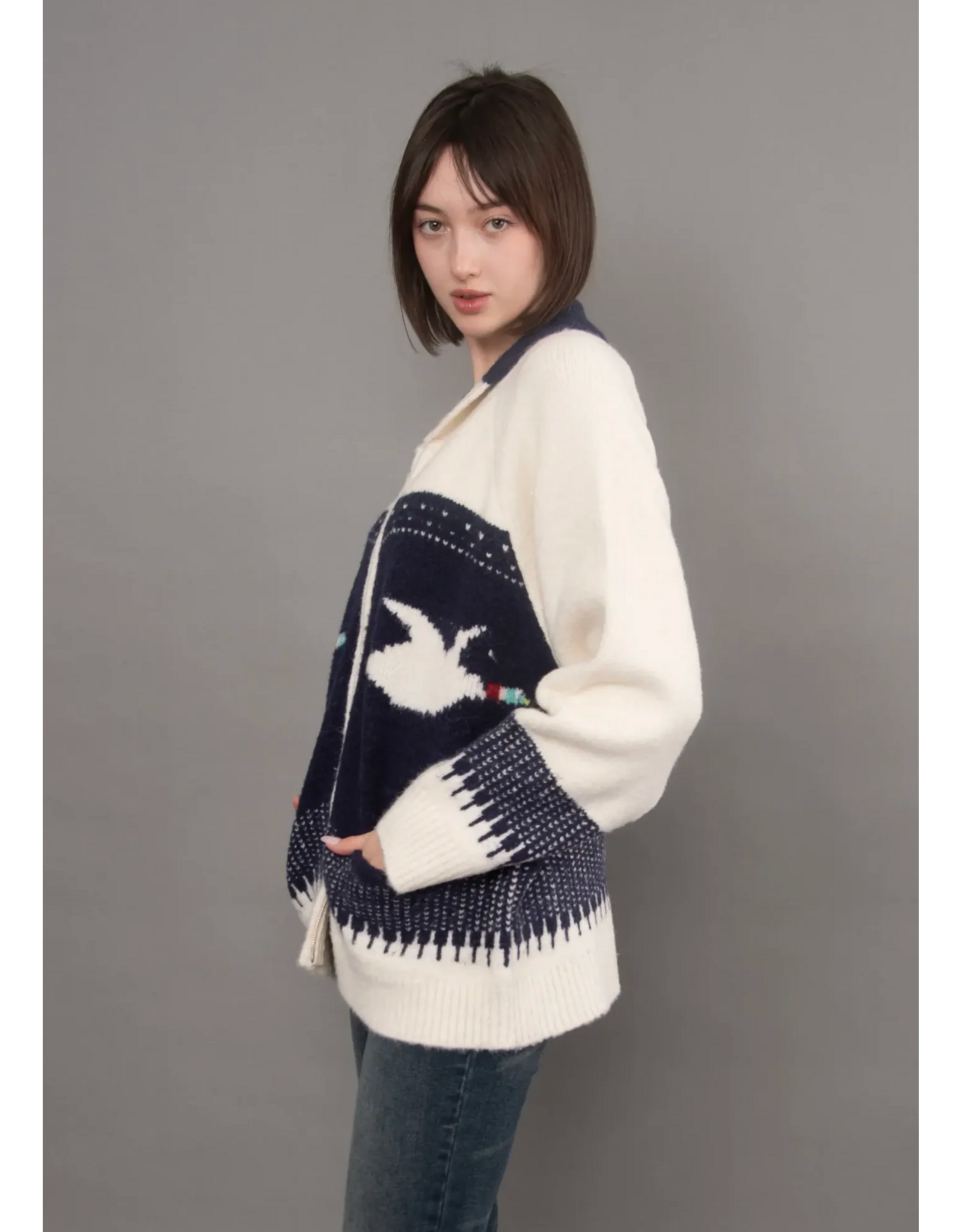 RD Style RD Style - Taji Shawl Collar Sweater (Navy)