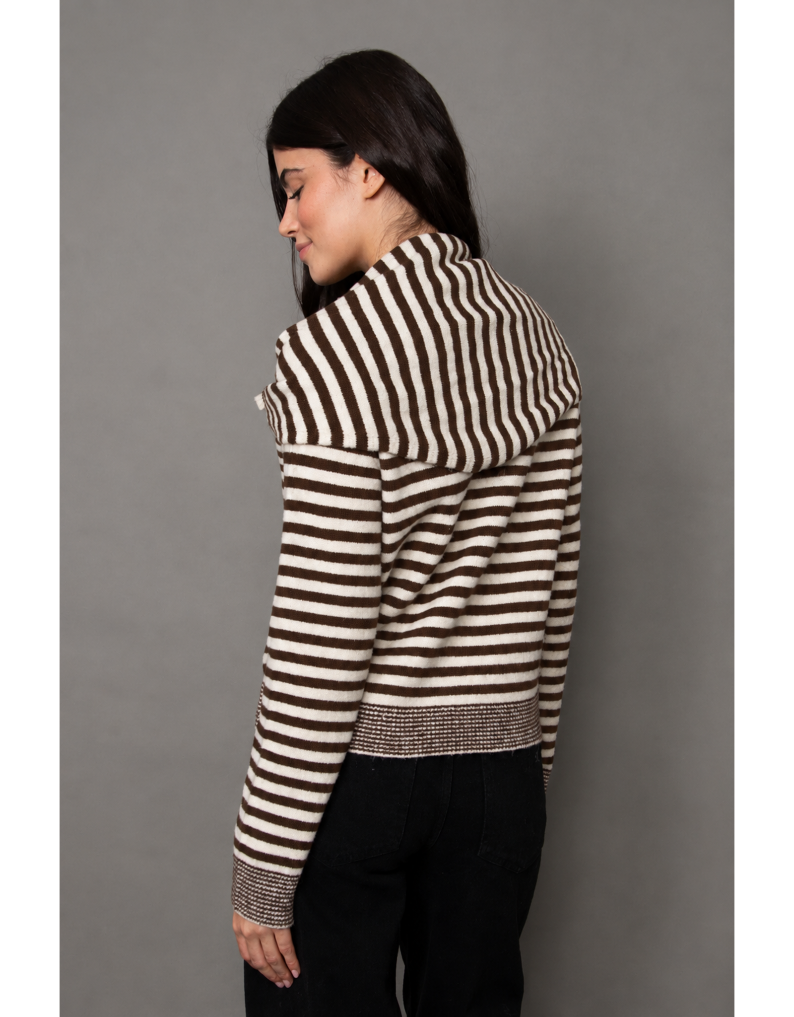 RD Style RD Style - Neela Long Sleeve Striped Sweater (Coffee Bean / Sea Pearl)