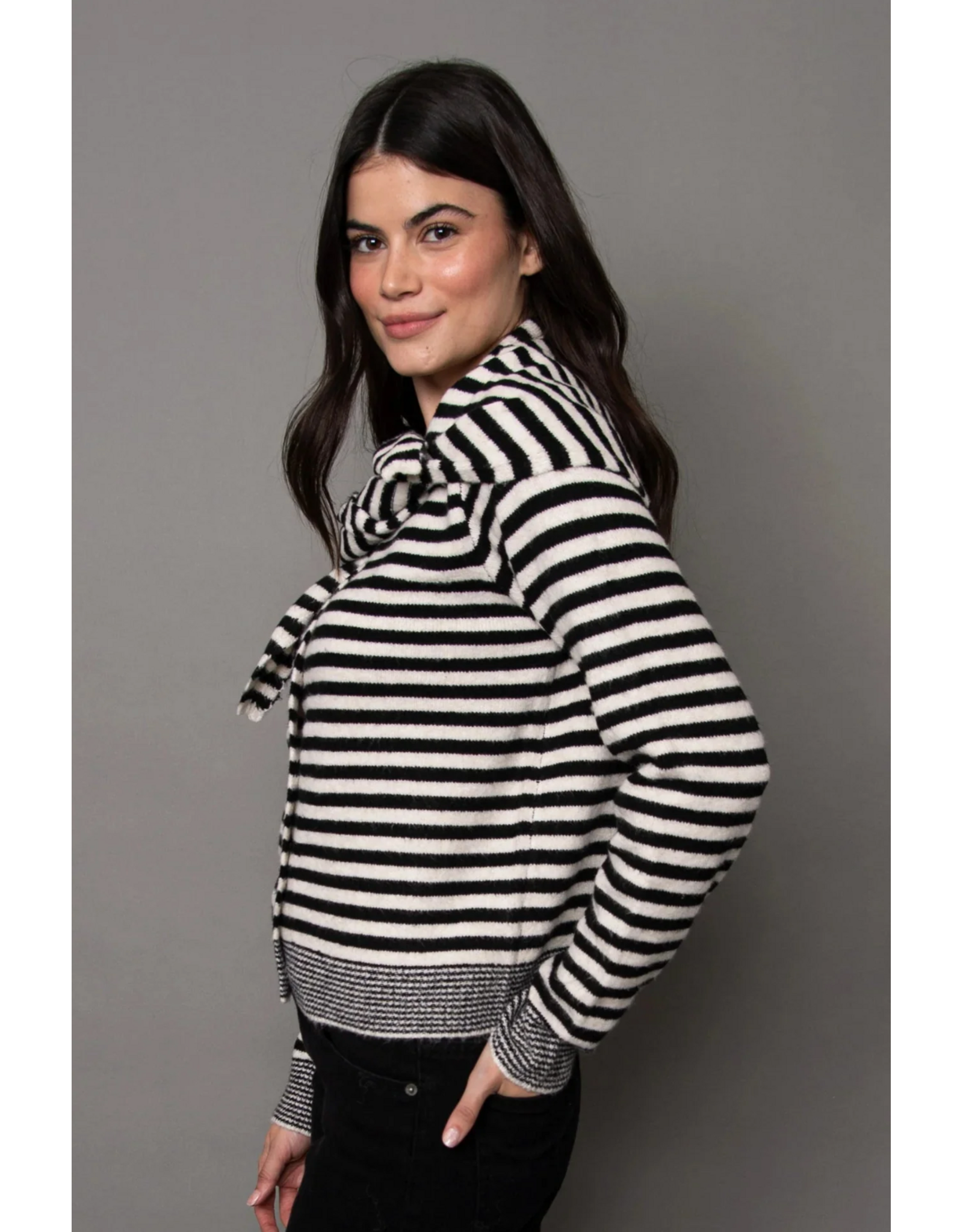 RD Style RD Style - Neela Long Sleeve Striped Sweater (Black / Winter White)