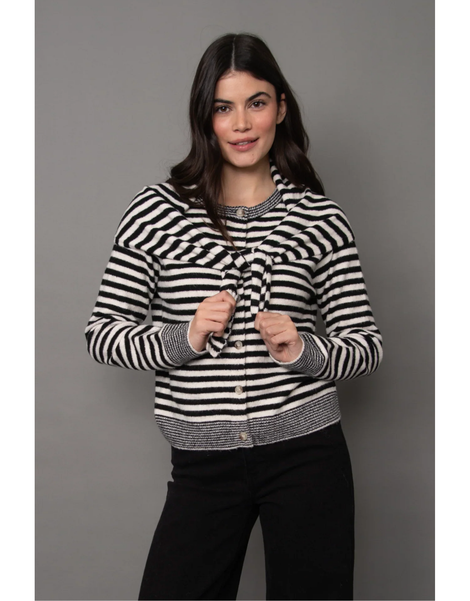RD Style RD Style - Neela Long Sleeve Striped Sweater (Black / Winter White)