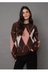 RD Style RD Style - Olinda Long Sleeve Argyle Crew (Brown Pink)