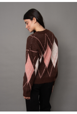 RD Style RD Style - Olinda Long Sleeve Argyle Crew (Brown Pink)