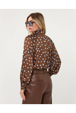 EsQualo EsQualo - Blouse scarf Polka Dot (Brown / Blue)