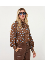 EsQualo EsQualo - Blouse scarf Polka Dot (Brown / Blue)