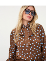 EsQualo EsQualo - Blouse scarf Polka Dot (Brown / Blue)