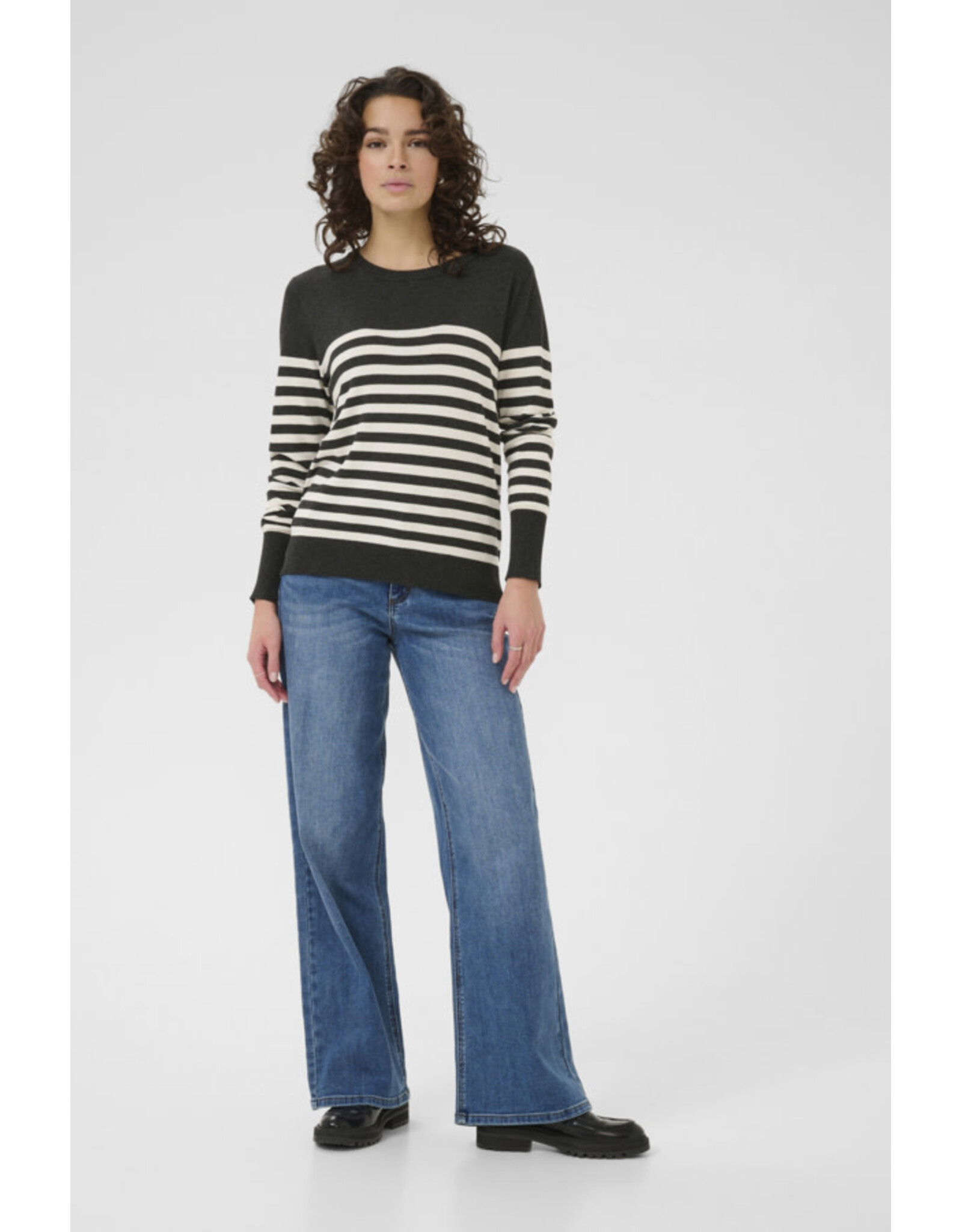 Kaffe Kaffe - Lizza Striped Knit Pullover (DGM / Turtledove)
