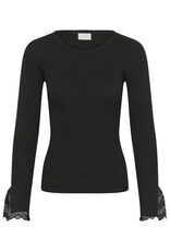 Kaffe Kaffe - Amalia Knit Top with Lace Detail (Dark Grey Melange)