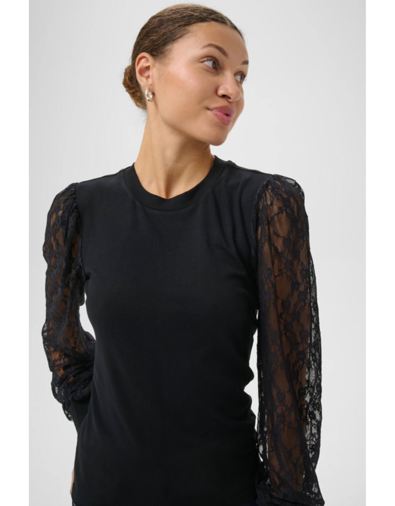 Kaffe Kaffe - Liana Lace Sleeve Top (Black)