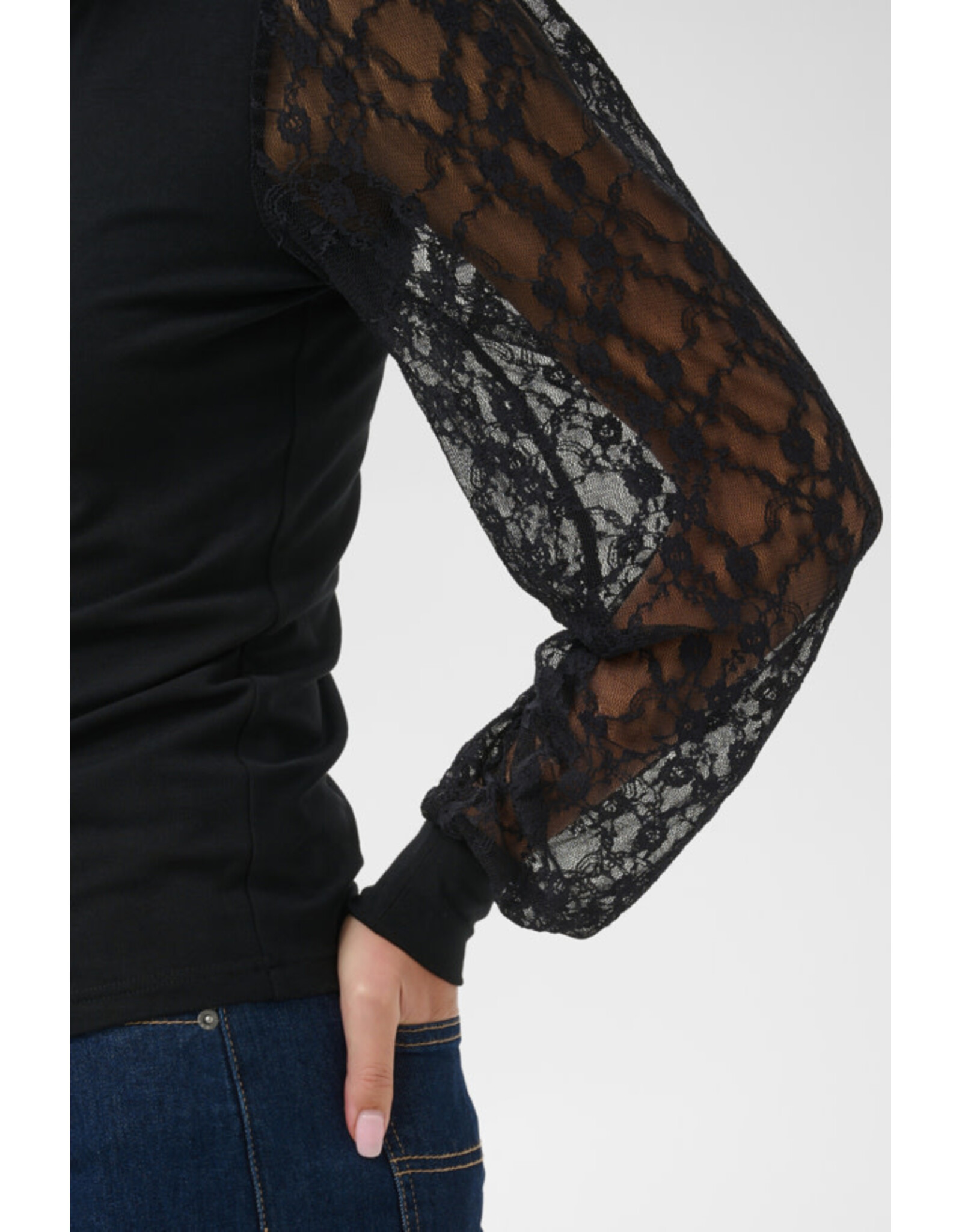 Kaffe Kaffe - Liana Lace Sleeve Top (Black)