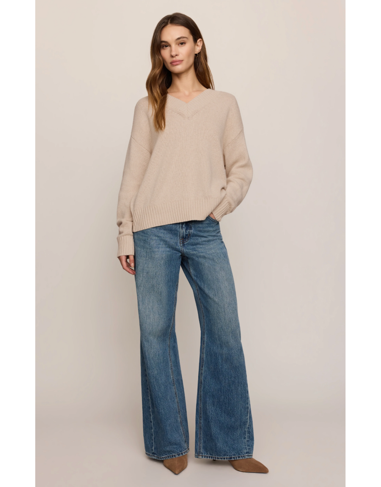 Z Supply Z Supply - Cloud Spun V Neck Sweater (Frosted Pearl)