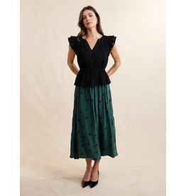 Sadie & Sage Sadie & Sage - Centerpiece Polka Dot Midi Skirt (Teal Green)