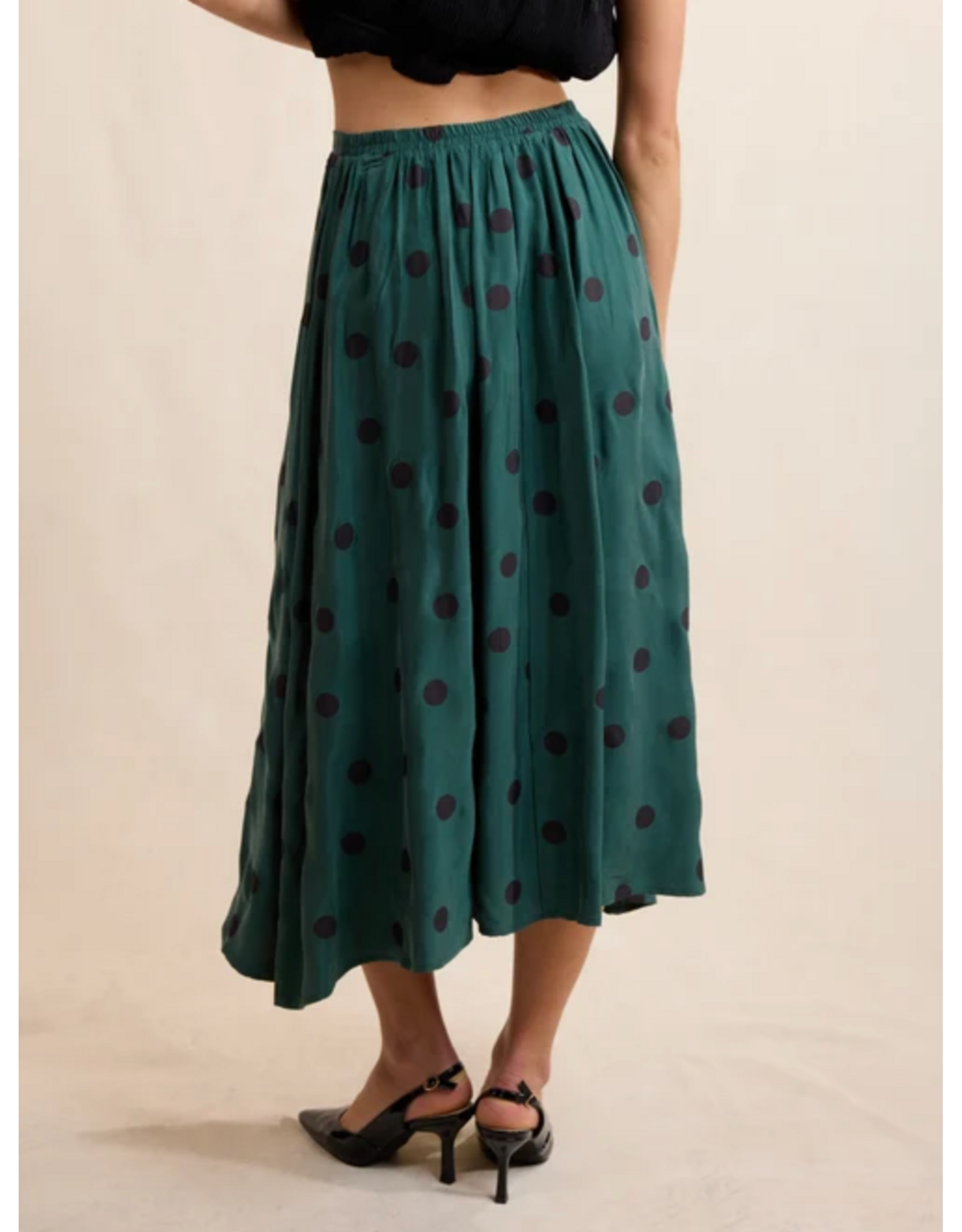 Sadie & Sage Sadie & Sage - Centerpiece Polka Dot Midi Skirt (Teal Green)