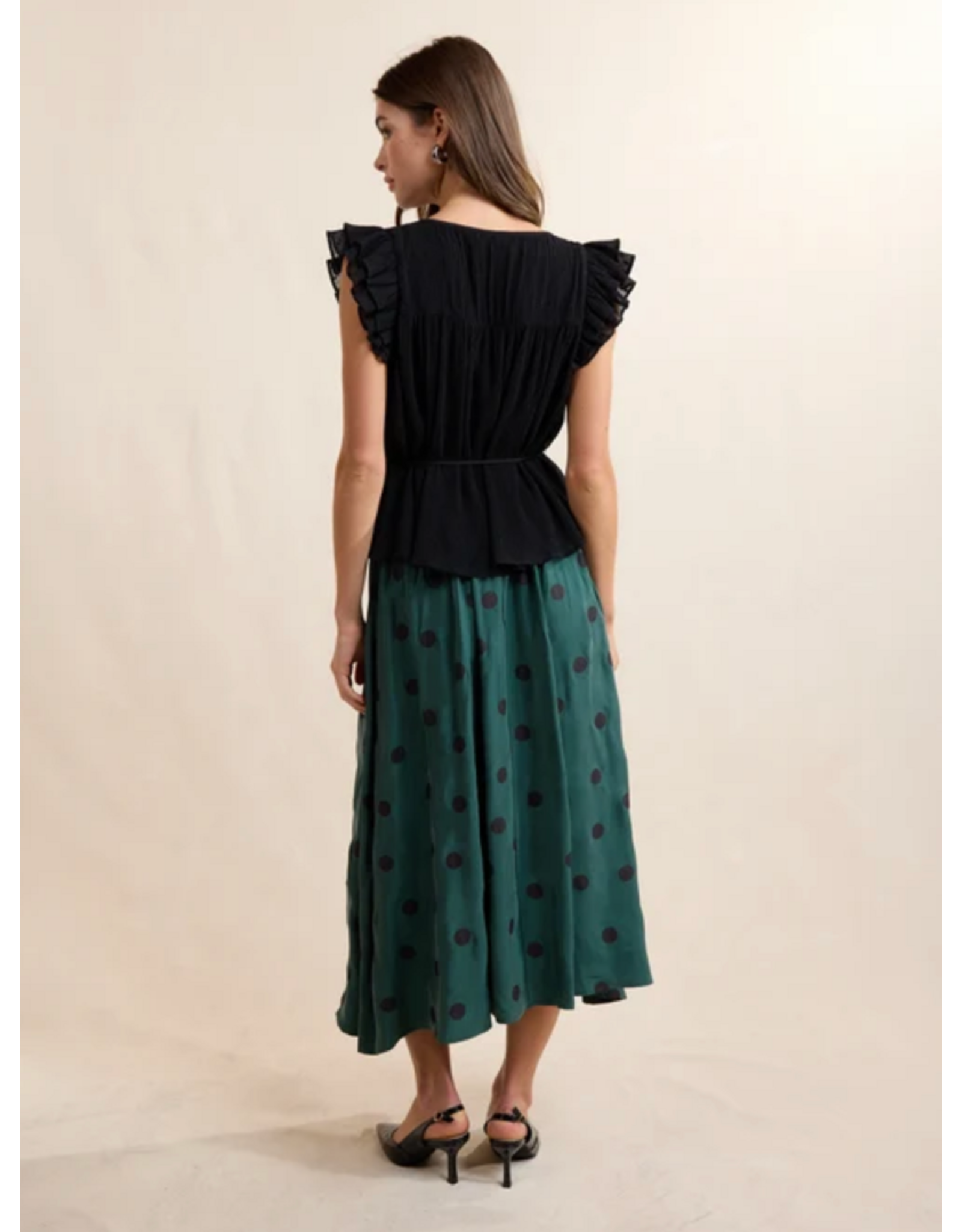 Sadie & Sage Sadie & Sage - Centerpiece Polka Dot Midi Skirt (Teal Green)