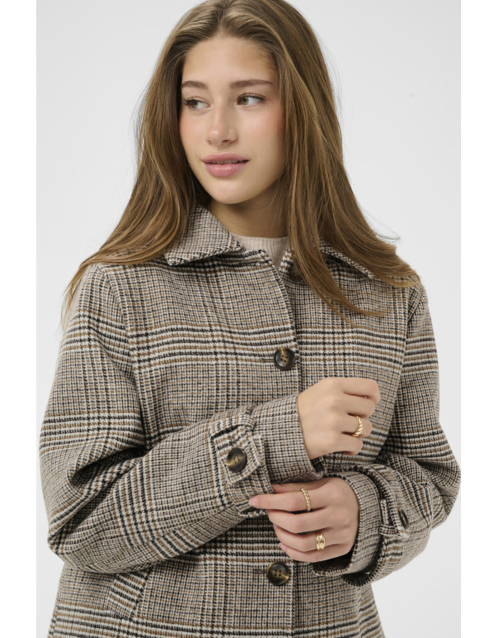 Cream Cream - Georg Short Coat (Grey Check)