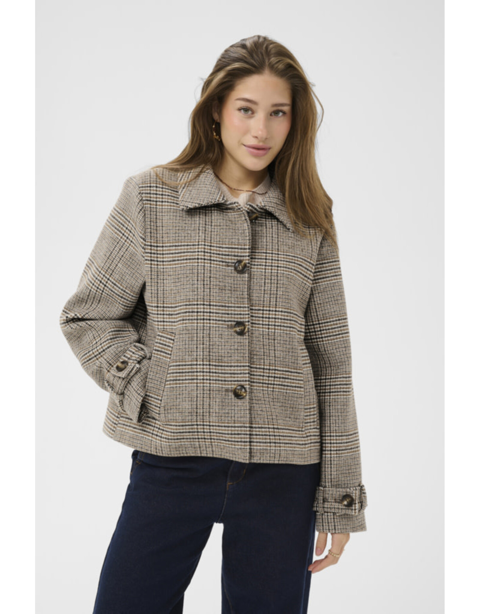 Cream Cream - Georg Short Coat (Grey Check)