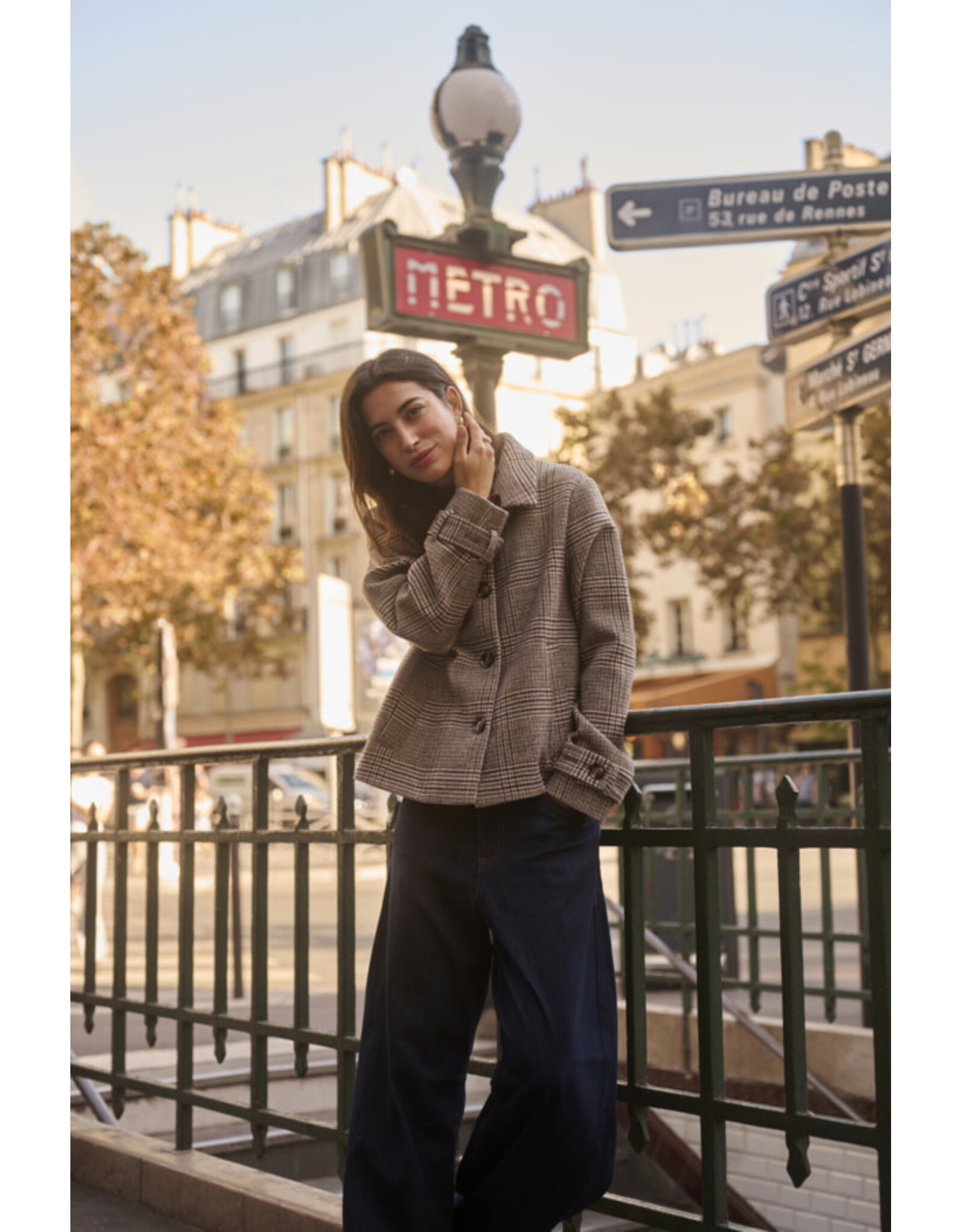 Cream Cream - Georg Short Coat (Grey Check)