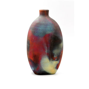 * Beautiful Handmade Ceramic Raku Bottle Vase * Beautiful Handmade Ceramic Raku Bottle Vase