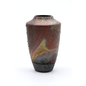 * Handmade Raku Fired Ceramic Vase