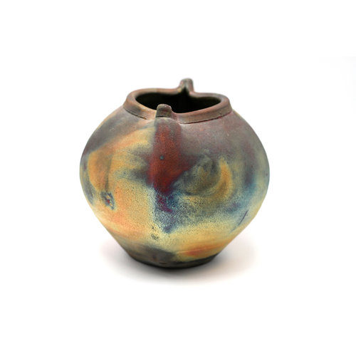 Handmade Ceramic Raku Pot by Artist Michael Weinberg