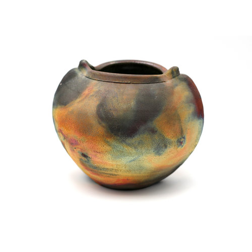 Handmade Ceramic Raku Pot by Artist Michael Weinberg