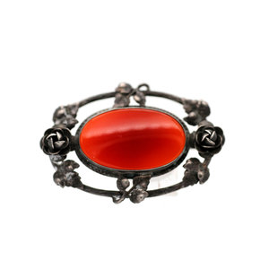 * Antique German Carnelian Brooch in Sterling Silver * Antique German Carnelian Brooch in Sterling Silver