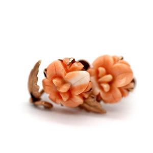 * Stunning Carved Angel Coral Screwback Earrings in 14k