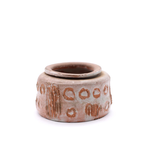 * Handmade Modernist Ceramic Vase with Geometric Carving * Handmade Modernist Ceramic Vase with Geometric Carving